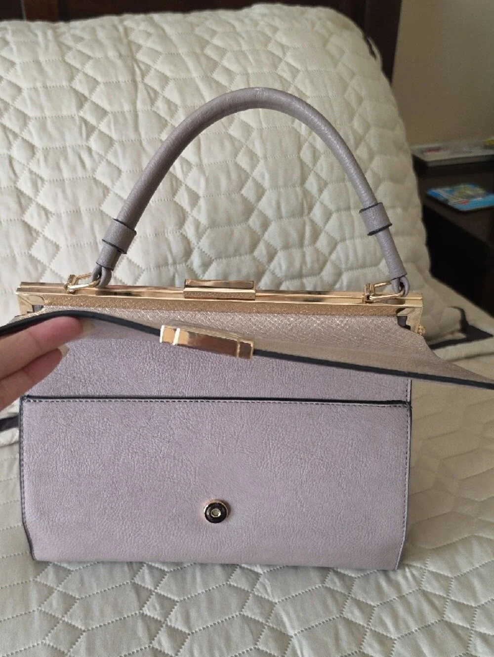 Structured Top-Handle Women's Satchel in Light Taupe